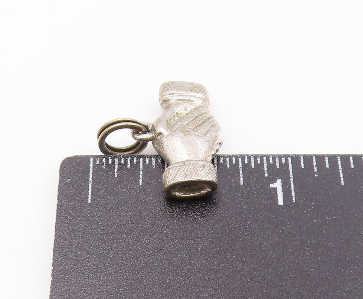 925 Sterling Silver  Vintage Shiny Petite Handshake Motif Pendant  PT18884