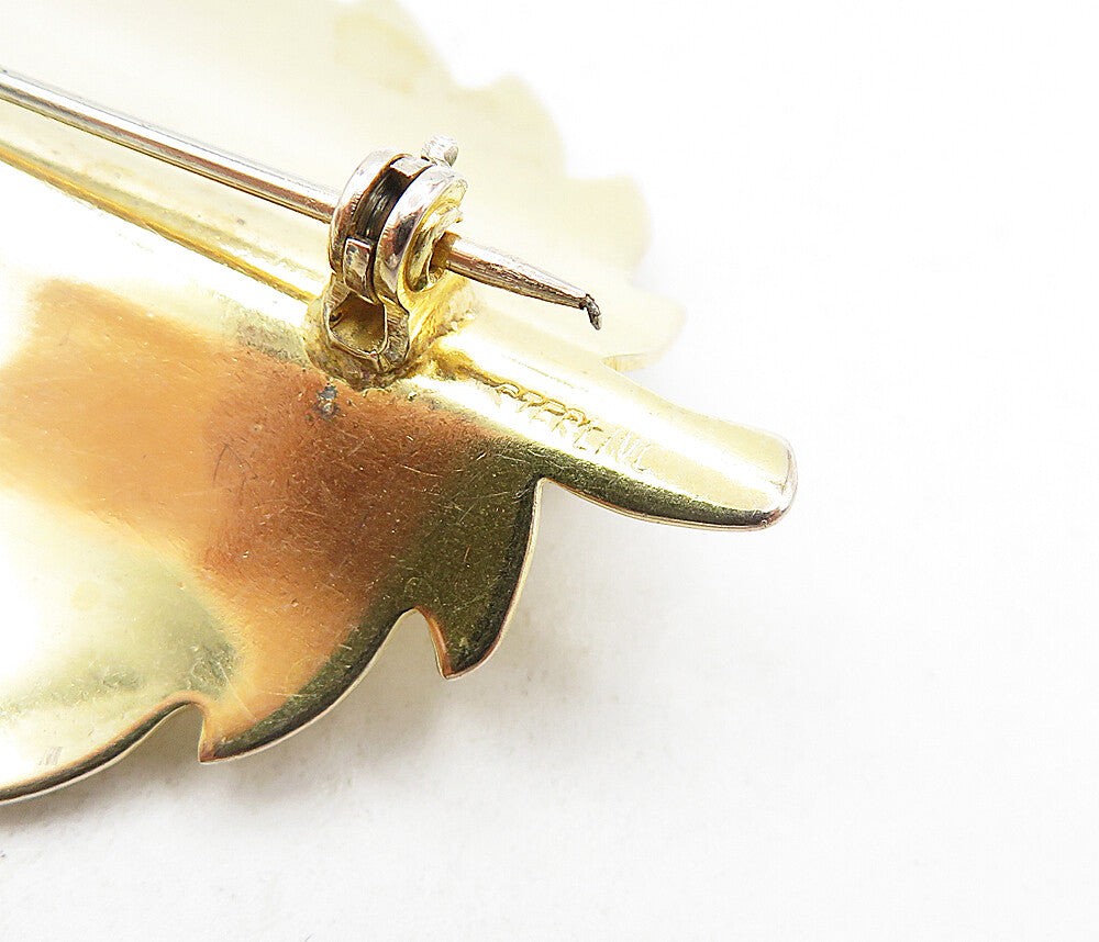 925 Sterling Silver  Vintage Polished Single Leaf Motif Brooch Pin  BP1449