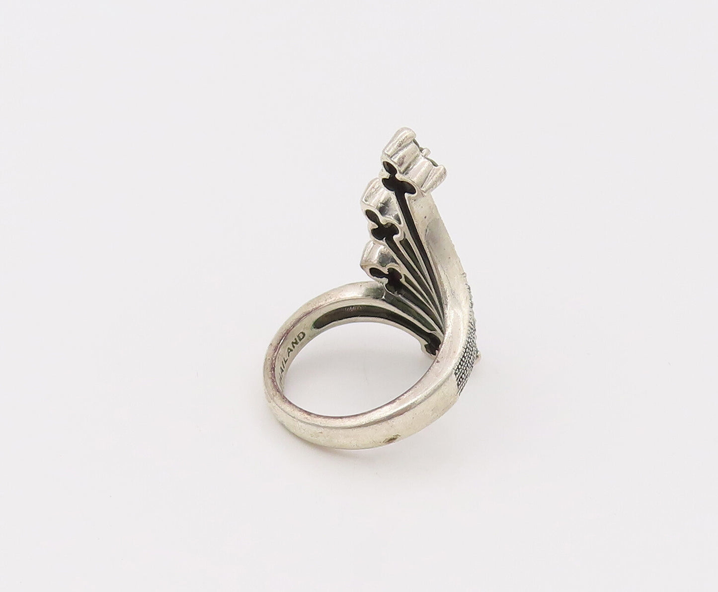 925 Silver  Vintage Tree Branch Boomed Floral Bypass CZ Ring Sz 6  RG26620