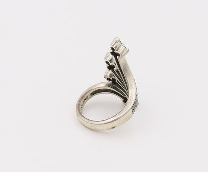 925 Silver  Vintage Tree Branch Boomed Floral Bypass CZ Ring Sz 6  RG26620
