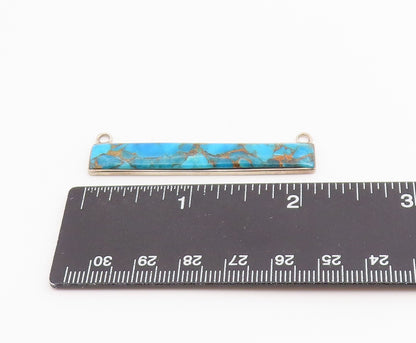 925 Sterling Silver Vintage Pendant Modernist Turquoise Geometric Bar  PT26518