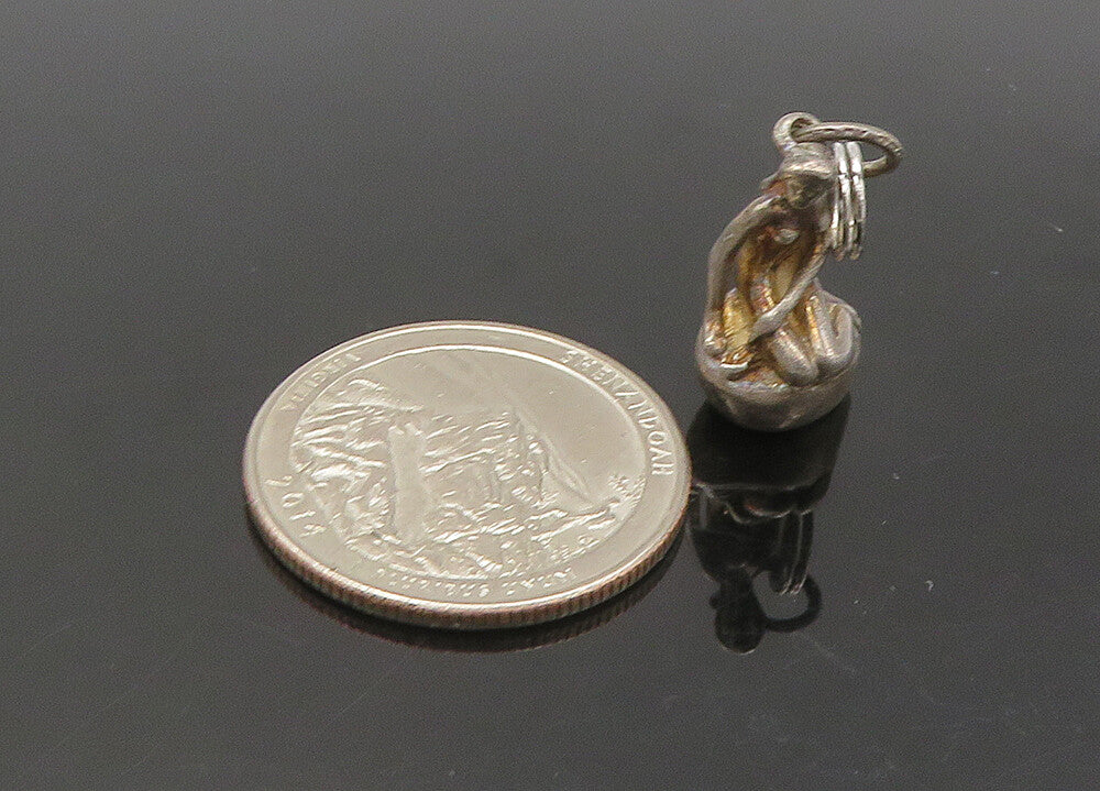 DENMARK 925 Sterling Silver  Vintage Woman Sitting On Rock Pendant  PT17107