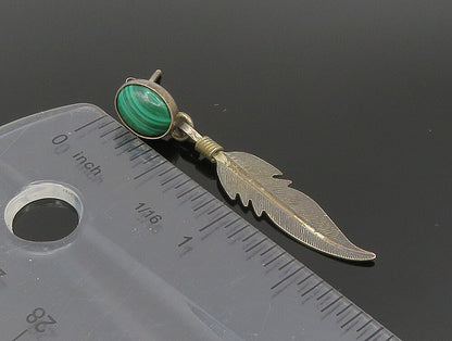 925 Sterling Silver Vintage Cabochon Cut Agate Feather Dangle Earrings EG11602
