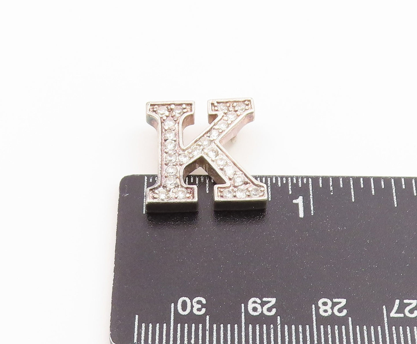 925 Sterling Silver Vintage Pendant Classic CZ Initial K Monogram Charm  PT26605