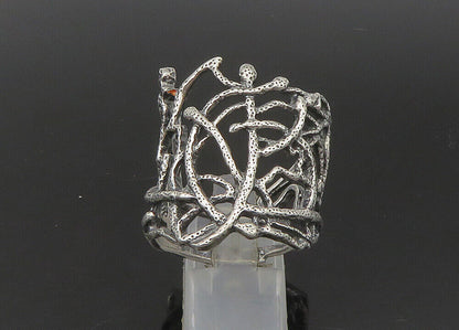 DESIGNER 925 Silver  Vintage Shiny Large Sculpted Band Ring Sz 12  RG23252