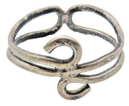 925 Sterling Silver  Vintage Dark Tone Wire Swirl Bypass Ring Sz 7  RG10210