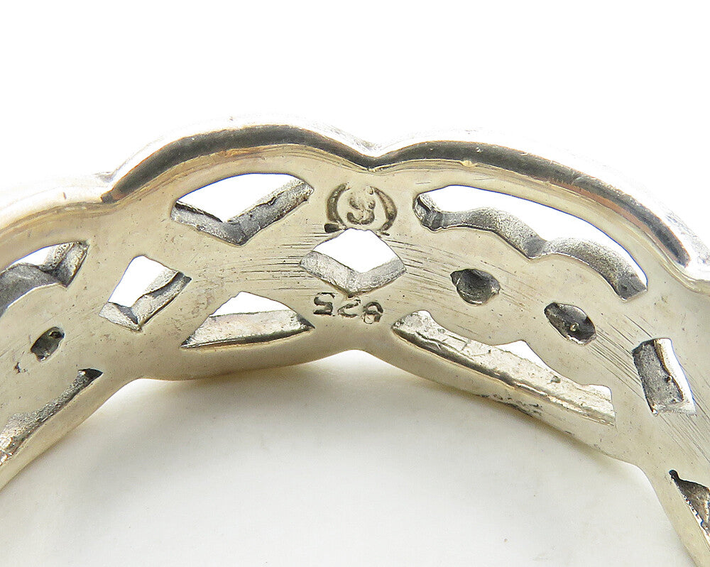 925 Sterling Silver  Vintage Large Shiny Celtic Knot Band Ring Sz 12.5 RG17877