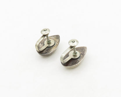 MEXICO 925 Silver  Vintage Shiny Smooth Hollow Non Pierce Earrings  EG9745