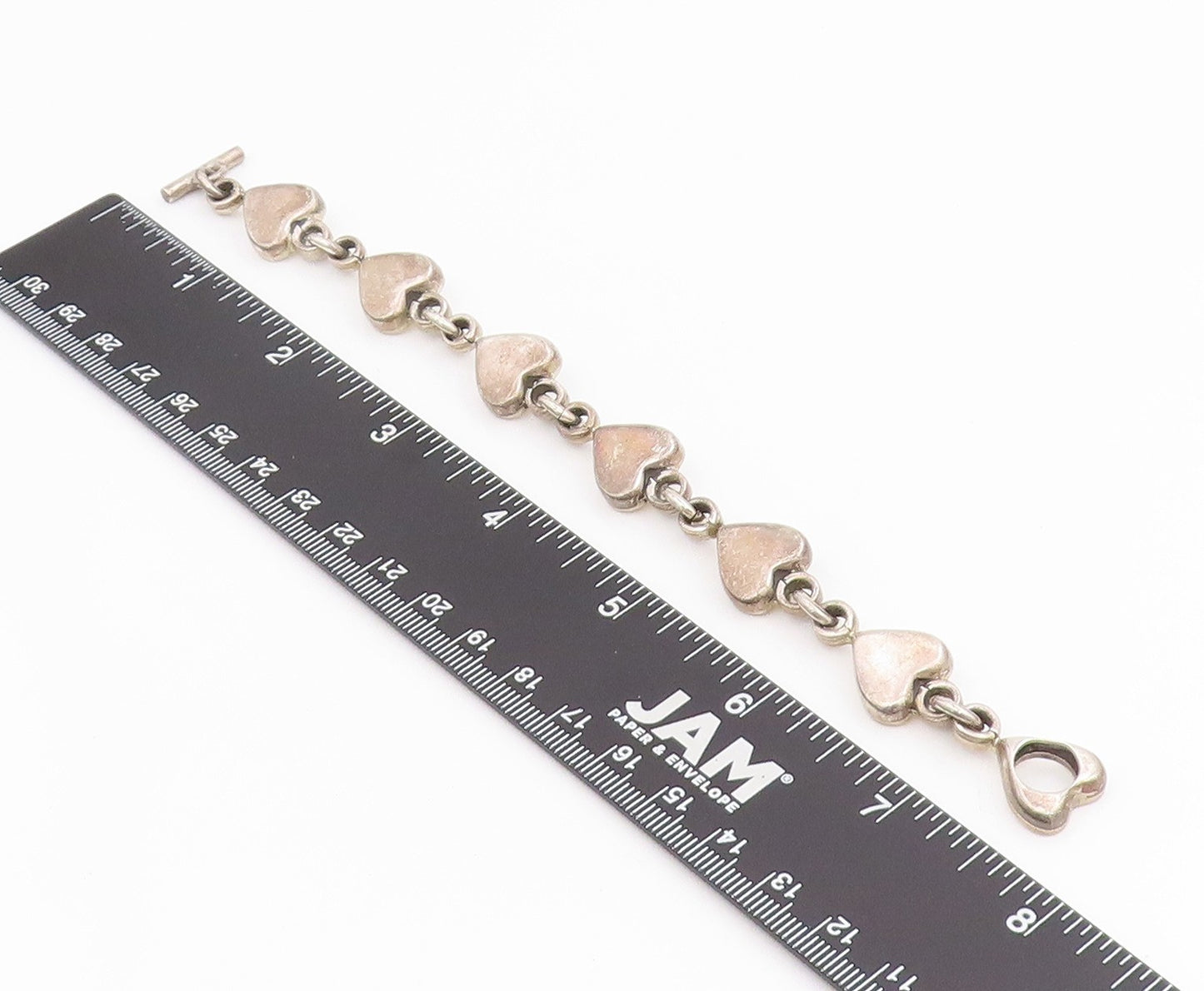 925 Sterling Silver Vintage Bracelet MEXICO Interlocking Love Hearts BT11615