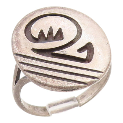 925 Sterling Silver Vintage Ring SOUTHWESTERN Water Wave Band  Sz 7.5  RG36010