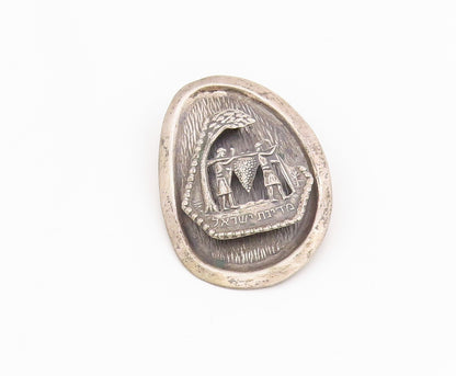 925 Sterling Silver Vintage Brooch Pin ISRAEL 12 Spies Carrying Grapes  BP12185