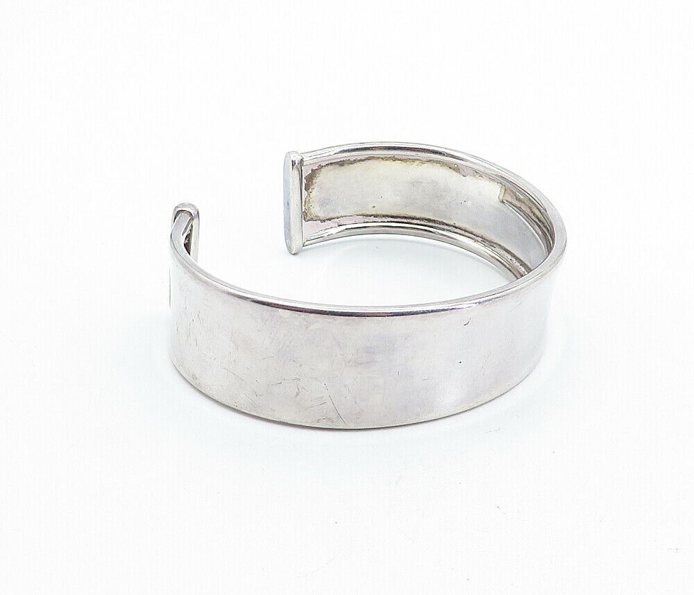 925 Sterling Silver  Vintage Dark Tone Minimalist Shiny Cuff Bracelet  BT2569