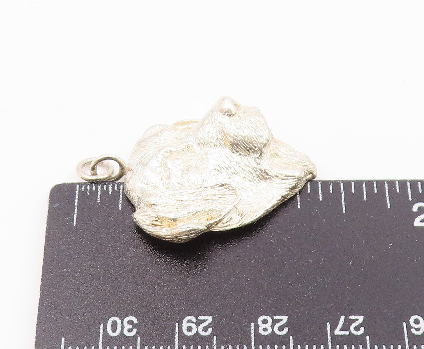 925 Sterling Silver  Vintage Shiny Dog's Face Animal Motif Pendant  PT19713