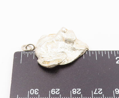 925 Sterling Silver  Vintage Shiny Dog's Face Animal Motif Pendant  PT19713
