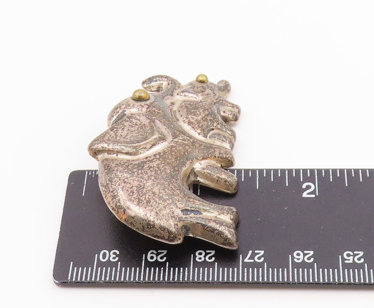 MEXICO 925 Sterling Silver  Vintage Mom & Baby Elephants Brooch Pin  BP3049