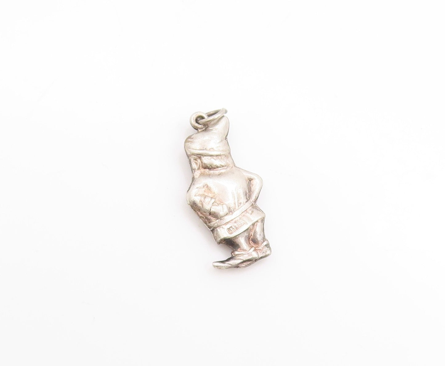 925 Sterling Silver Vintage Pendant 3D Fairy Tale Garden Gnome Charm  PT25127