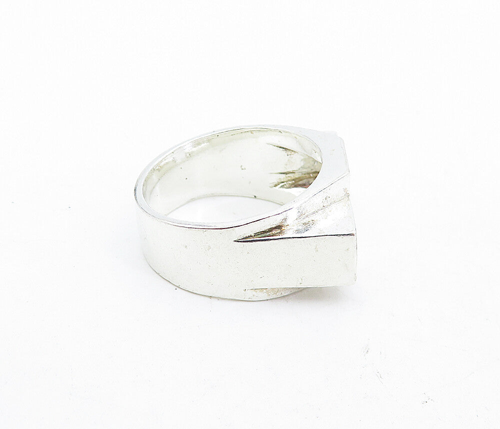 925 Sterling Silver  Vintage Shiny Religious Cross Band Ring Sz 8.5  RG5337