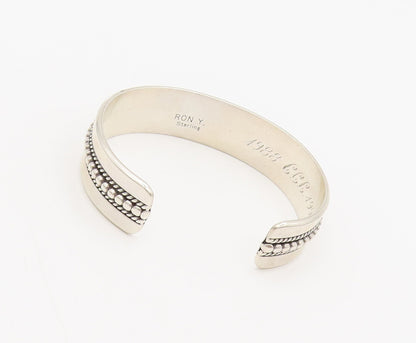 RON YAZZIE NAVAJO 925 Silver Vintage Beaded Twisted Rope Cuff Bracelet  BT9950