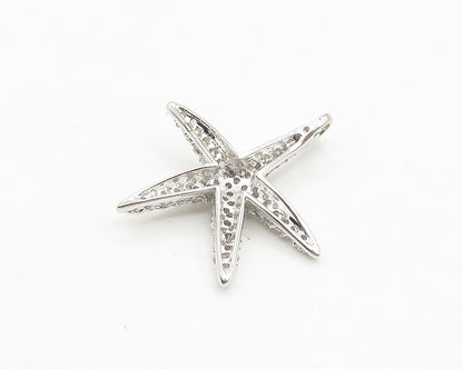 925 Silver  Vintage Shiny Cubic Zirconia Encrusted Starfish Pendant  PT15393