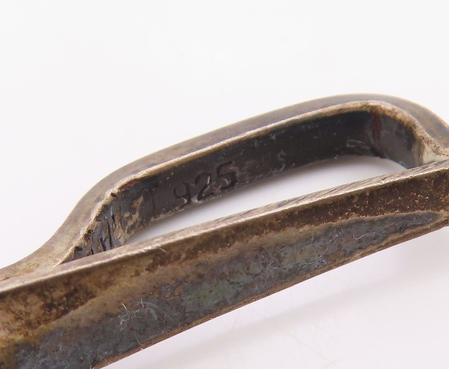 ISRAEL 925 Silver  Vintage Minimalist Cabochon Chrysocolla Tie Clip  TR3460