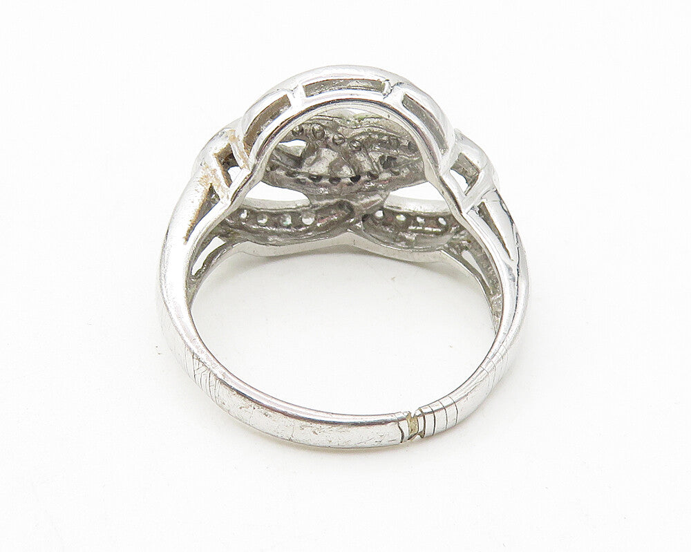 925 Sterling Silver  Sparkling Topaz Interlocked Oval Band Ring Sz 7  RG11168