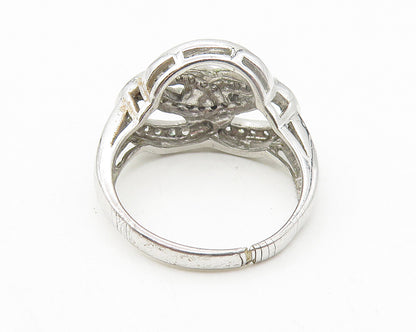 925 Sterling Silver  Sparkling Topaz Interlocked Oval Band Ring Sz 7  RG11168
