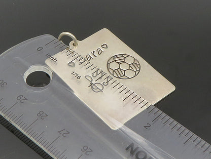 925 Sterling Silver  Vintage Sara Music & Soccer Motif Square Pendant  PT19933