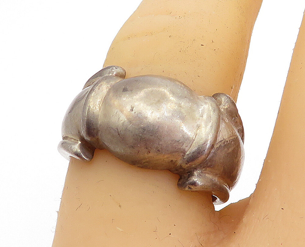 925 Sterling Silver Vintage Antique Dark Tone Dome Band Ring Sz 7 RG4633