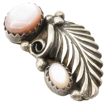 NAVAJO 925 Sterling Silver  Vintage Mother Of Pearl Floral Pendant  PT11333