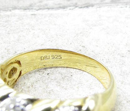 Gold Over 925 Silver  .35ctw Genuine Diamonds Cloudy Band Ring Sz 7  RG1706