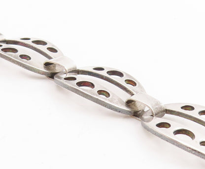 925 Sterling Silver Vintage Bracelet EUROPE Geometric Cut Out Link Chain BT11442