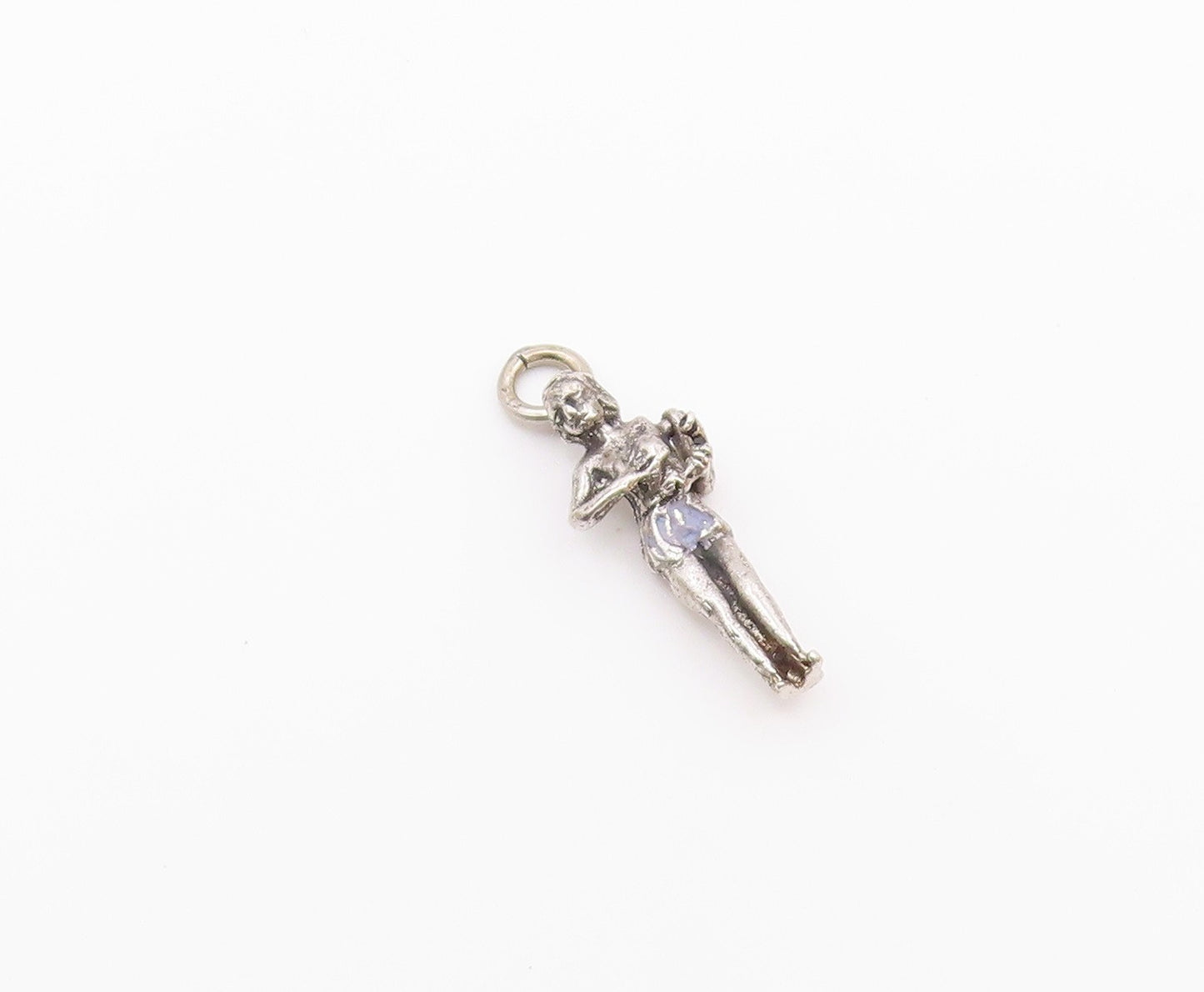 925 Sterling Silver  Vintage Petite Woman With Telephone Pendant  PT18103