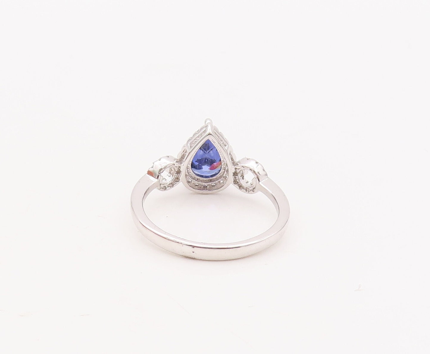 925 Sterling Silver Vintage Ring Drop Sapphire Designer CZ Inlay  Sz 7  RG29306