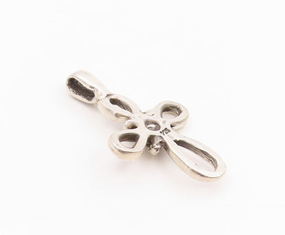 925 Sterling Silver Vintage Pendant Modernist Celtic Knot Holy Cross  PT26127