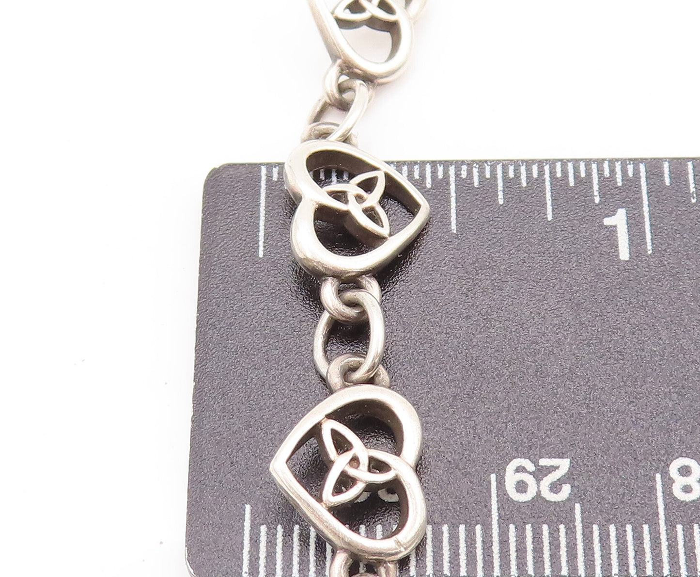 925 Sterling Silver Vintage Bracelet SOLVAR Celtic Trinity Hearts Link  BT10172