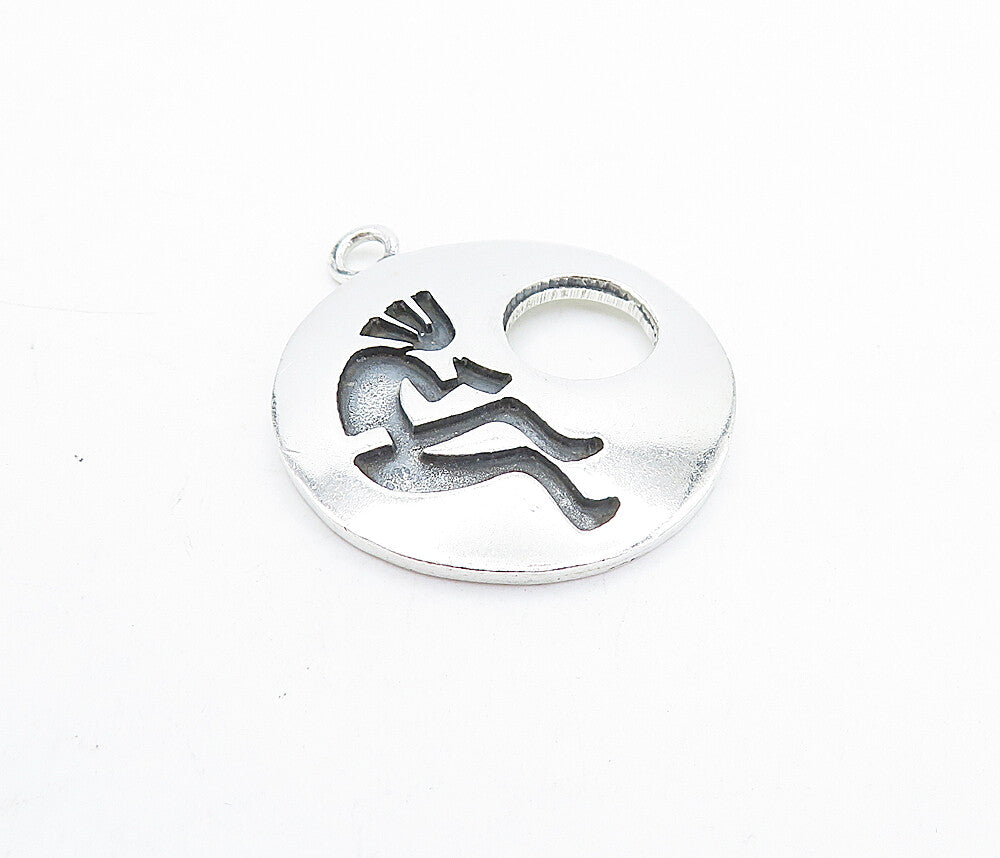 MEXICO 925 Sterling Silver  Vintage Oxidized Kokopelli Dancer Pendant  PT3885