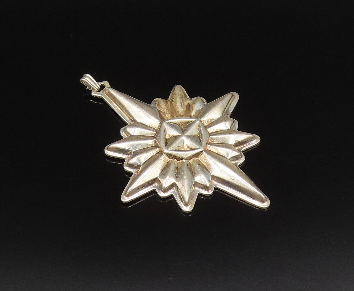 REED & BARTON 925 Silver  Vintage Christmas Star Ornate Pendant  PT21673