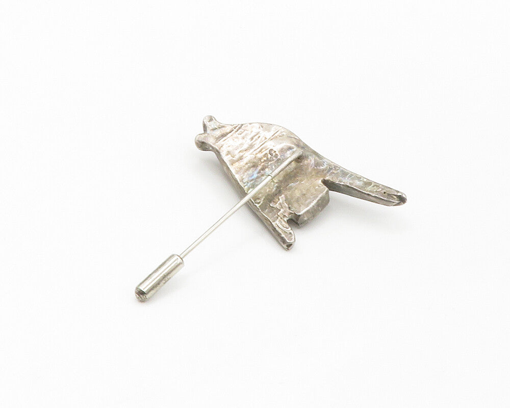 925 Sterling Silver  Vintage Dark Tone Hollow Fish Motif Fur Pin  TR2321