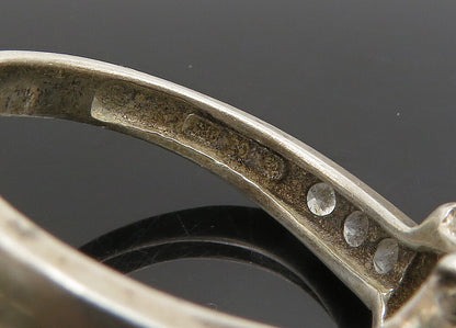 925 Sterling Silver   Vintage Cubic Zirconia Ribbon Band Ring Sz 10  RG23342