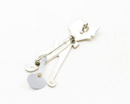 MEXICO 925 Sterling Silver  Vintage 2 Tone Cat With Bow Tie Brooch Pin  BP4724