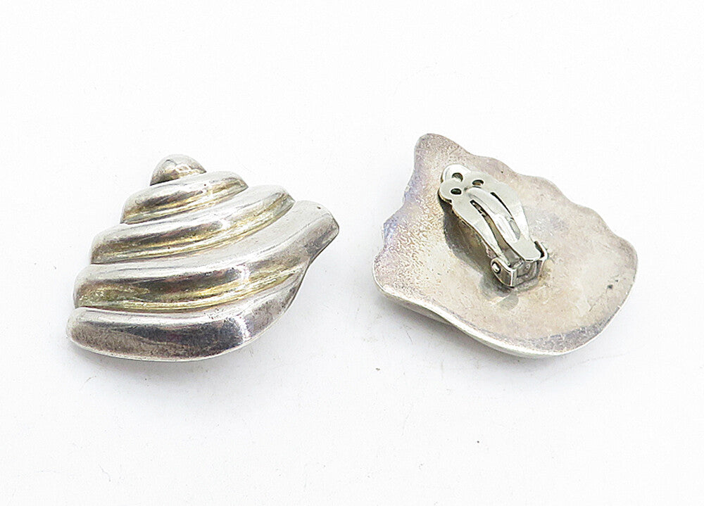 MEXICO 925 Sterling Silver  Vintage Hollow Design Non Pierce Earrings  EG2366