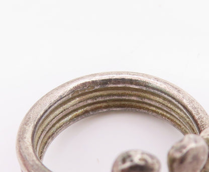 925 Sterling Silver Vintage Ring Dark Tone Wired Swirls  Sz 7.5  RG33205