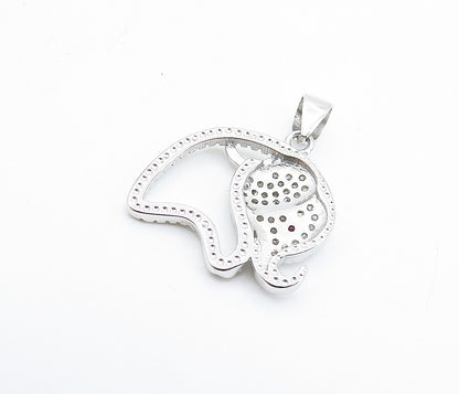 925 Sterling Silver  Petite Shiny Topaz Open Elephant Motif Pendant  PT5675
