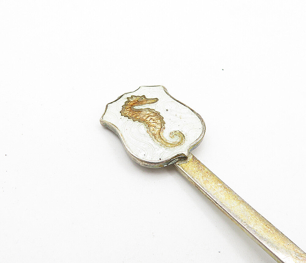 BREADNER M. CO.  925 Silver  Vintage Enamel Seahorse Demitasse Spoon  TR1157