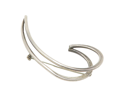 MEXICO 925 Sterling Silver  Vintage Dark Tone Smooth Swirl Brooch Pin  BP6893