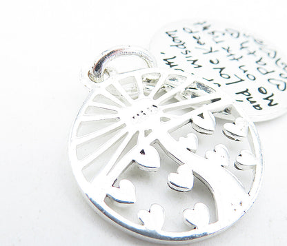 925 Sterling Silver  Shiny Etched Mother Love Quote Hearts Pendant  PT2935