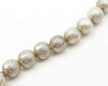 925 Sterling Silver  Vintage Shiny Tassel Ends Etched Prayer Beads  TR2492