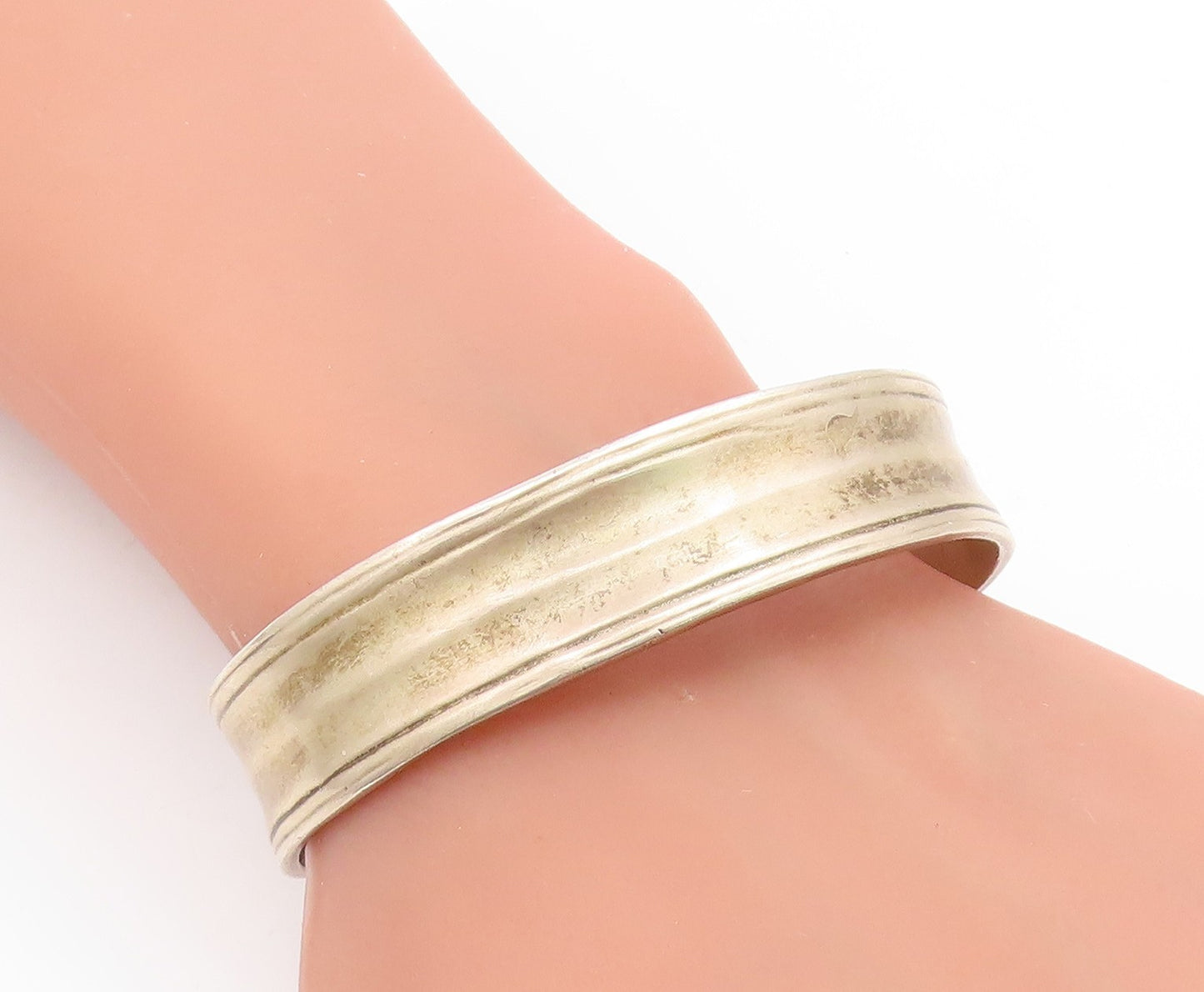925 Sterling Silver Vintage Bracelet Engraved Anything Is Possible Cuff  BT11914
