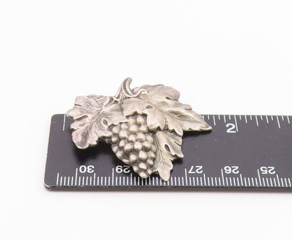 925 Sterling Silver  Vintage Dark Tone Grape Bunch Motif Brooch Pin  BP3322