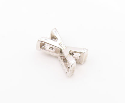 925 Sterling Silver  Vintage Dainty Cubic Zirconia X Charm Pendant  PT21234
